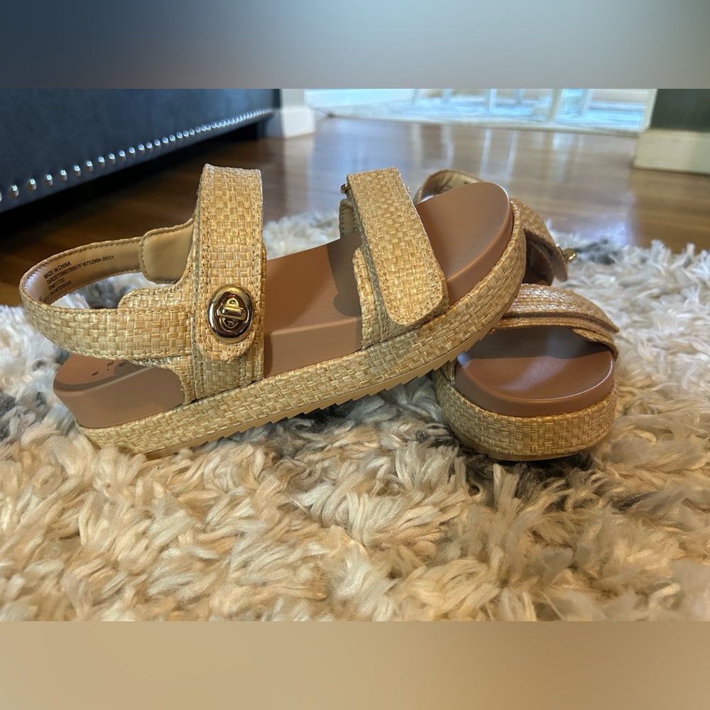Target A New Day Beige Woven Platform Sandals never worn outside of house